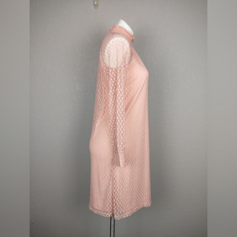 Nina Leonard Lace Mockneck Trapeze Long Sleeve Dress in Blush Size Small - Picture 3 of 16